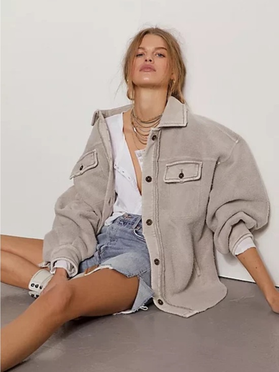 Free People Jackets & Blazers - Free People Ruby Jacket in Stone Size Medium